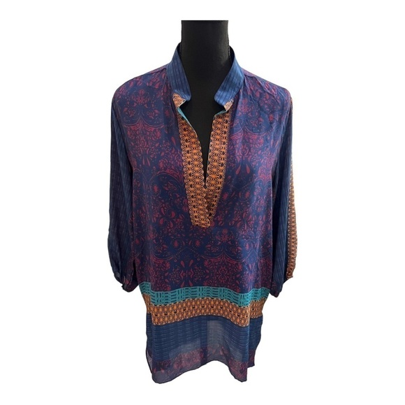 Analili Women Colorful Silk Blend Tunic Size S - Picture 1 of 9